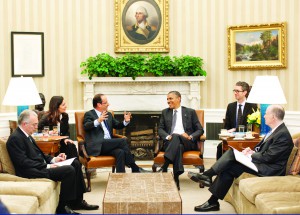 President Barack Obama holds a bilateral meeting with President Franois Hollande of France in the Oval Office, May 18, 2012. (Official White House Photo by Pete Souza)